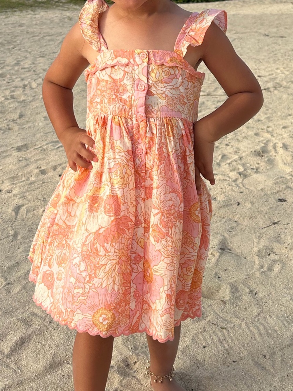 Haute Hippie Peach and Pink Floral Sundress for Girls  EUC